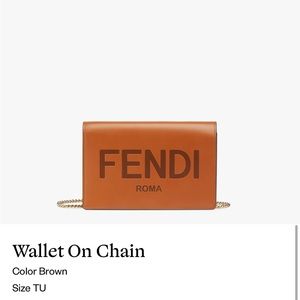 Authentic Fendi Wallet on Chain Brown Leather Mini Bag